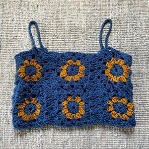 Handmade Crochet Sunflower Crop Top